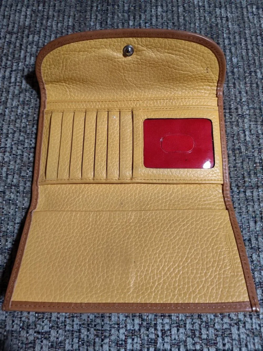 Dooney & Bourke Women’s Wallet Yellow Brown Solid Folding Credit Card Zipper